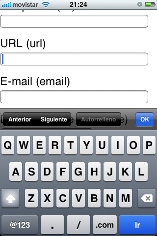 Captura de pantalla de un input url en un iPhone